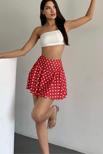 02Lady Fashion Women's Polka Dot High Waist Shorts Skirt – Stylish and Comfortable Skirt Model