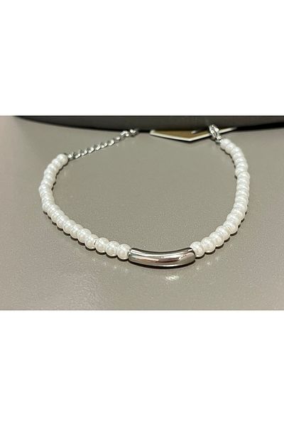 MODA Pearl Look Beaded Bracelet Stylish Design with Metal Detail