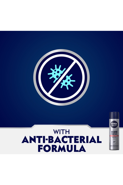NIVEA مين سيلفر بروتكت، مزيل عرق للرجال، حماية مضادة للبكتيريا، بخاخ 150 مل، عبوة من قطعتين