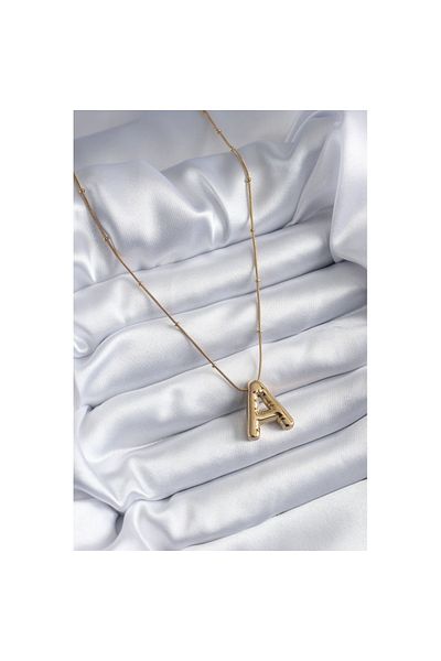 Skygo 316L Steel Gold Color Bubble "A" Letter Model Women's Necklace - TJ-BKO7946