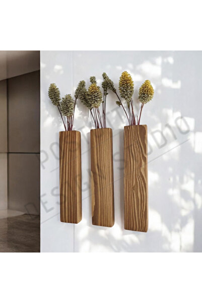 POSTOTTO DESIGN STUDIO Duvara Monte Ahşap Çiçeklik | Doğal Ahşap Duvar Saksısı | Dekoratif Asma Vazo