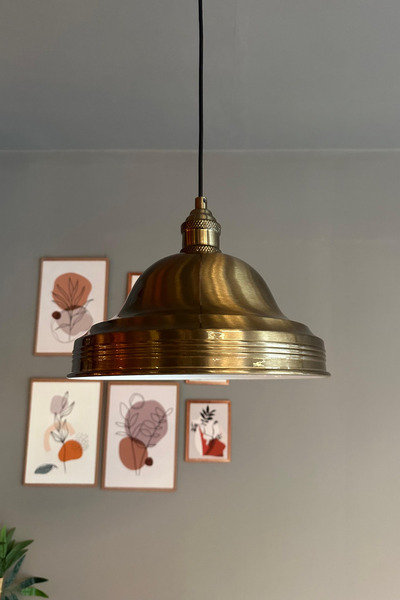 Bamyum Ulmete Eskitme Renk Lale Başlık Tekli Sarkıt Avize Salon Ofis Restoran Avizeleri Vintage Tasarım