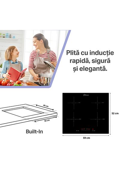 STARCREST Plita incorporabila STARCREST SIH-6060, Inductie, 4 Zone de gatit, Touch Control, Booster, Timer