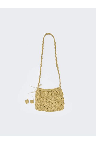 LC Waikiki Lcw Accessories Beige Self-Patterned Straw Women's Crossbody Bag