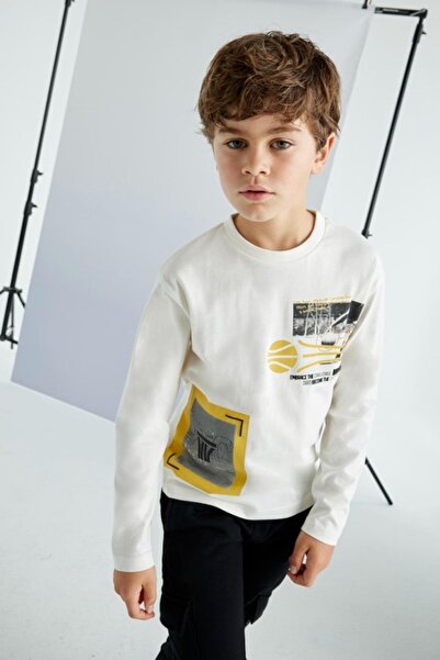 MAYORAL Момчешки боди с дълъг ръкав и принт, 10-16 години, 7091, кремаво