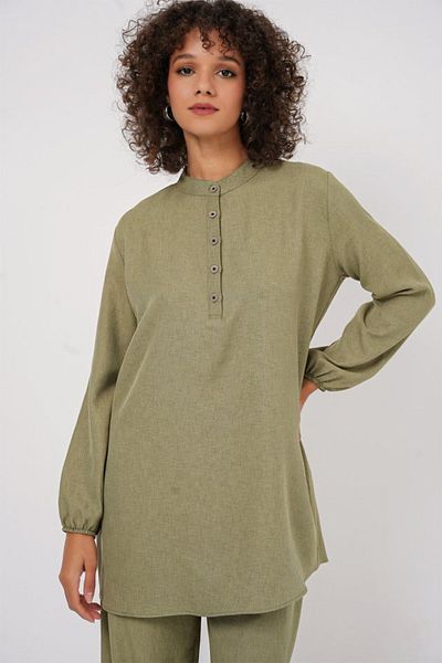 Moda Asmira 6678 Linen Tunic Pant Pant Set - Sage