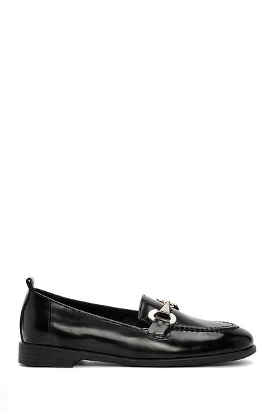 Derimod Black Buckle Leather Women's Loafer - 24Wfd 200722