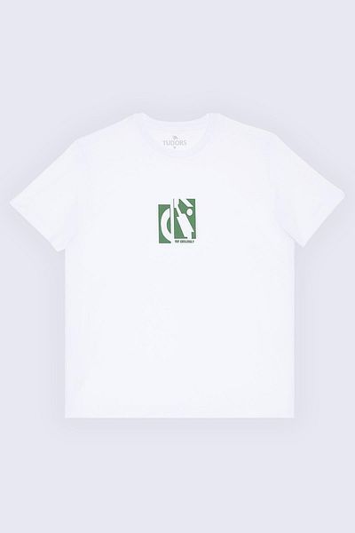 Tudors Ανδρικό T-shirt Slim Fit Slim Fit 100% βαμβακερό τυπωμένο λευκό μπλουζάκι με λαιμόκοψη