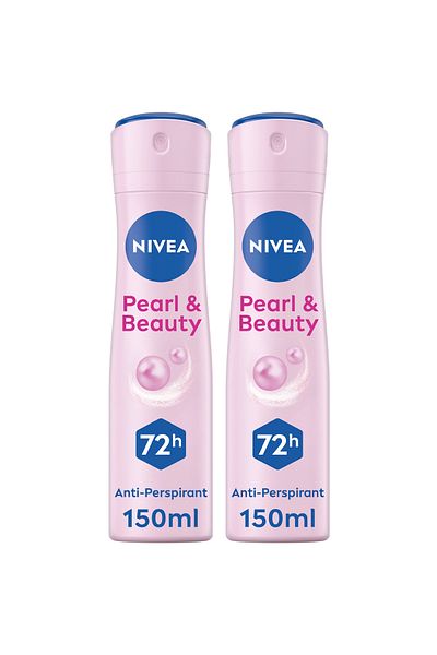 NIVEA Pearl & Beauty, Antiperspirant for Women, Pearl Extracts, Spray 150ml, Pack of 2