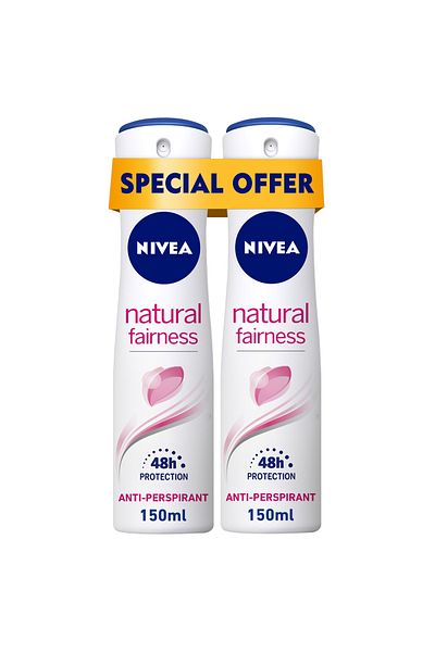 NIVEA Natural Fairness, Antiperspirant for Women, Spray 150ml, Pack of 2