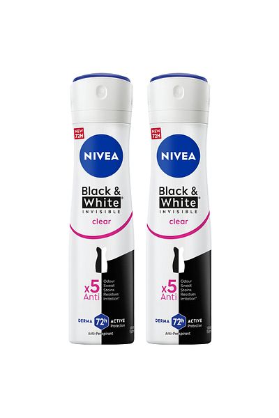 NIVEA Black & White Invisible Original, Antiperspirant for Women, Spray 150ml, Pack of 2