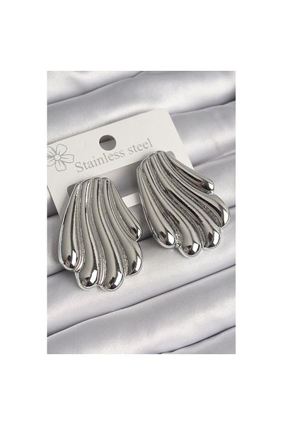 Skygo Brass Silver Color Embroidered Oyster Model Women's Earrings - Tj-Bkp10231