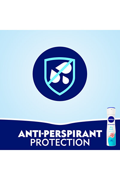 NIVEA مزيل عرق جاف منعش للنساء، حماية مضادة للبكتيريا، بخاخ 150 مل، عبوة من قطعتين