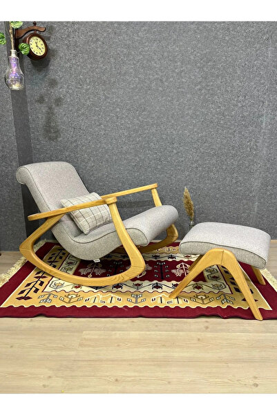 Reyo İskandinav Ahşap Modern Sallanan Sandalye Berjer Dinlenme Emzirme Baba T...