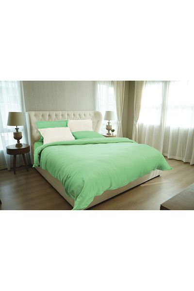 Green Future Bed linen, 2 persons, 100% Bamboo, 6 pieces, 200x220 cm, Green/Ivory