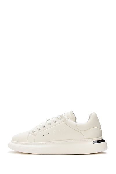 Derimod White Leather Sneaker - Thick Sole and Laces, Men's 24Wfd 690318