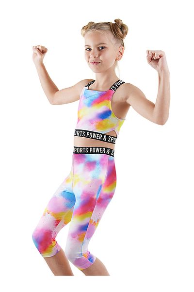 Denokids Batik-Mädchen-Crop-Top-Sport-Leggings-Set