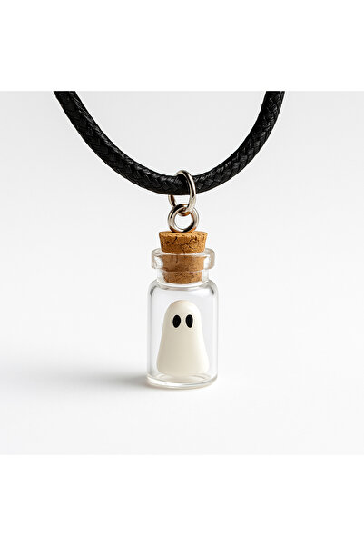 WasWink Hayalet Reçine Kolye - Şişede Karikatür Ruhu Büyüsü,