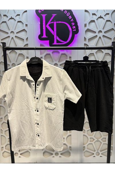 KUMRUNUN DÜNYASI Boys Short Sleeve Shirt T-Shirt and Shorts 3-Piece Set