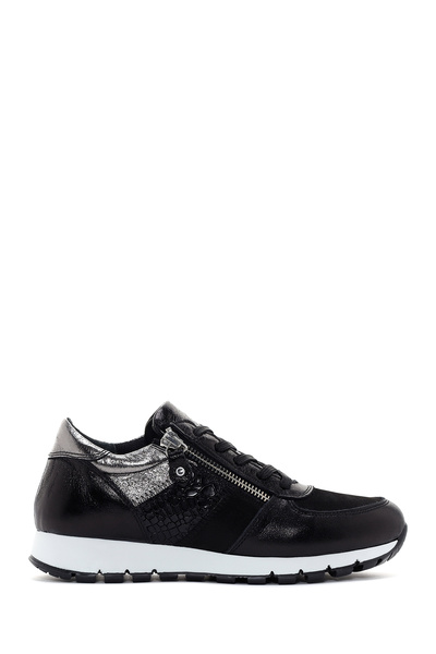 Derimod Black Leather Sneaker - Lace-up and Zipper, 24wfd 420214