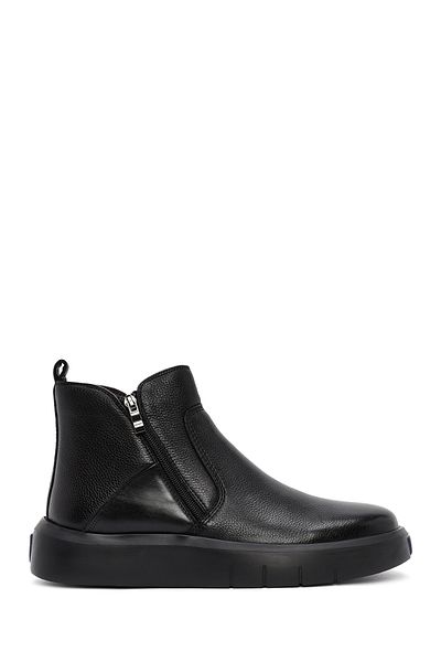 Derimod Black Leather Men's Boots - Double Zipper, Casual Model 24Wfd6931Ft