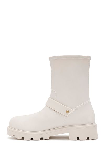 Derimod Women's Cream Buckle Detailed Rain Boots 24Wfe4751Pv