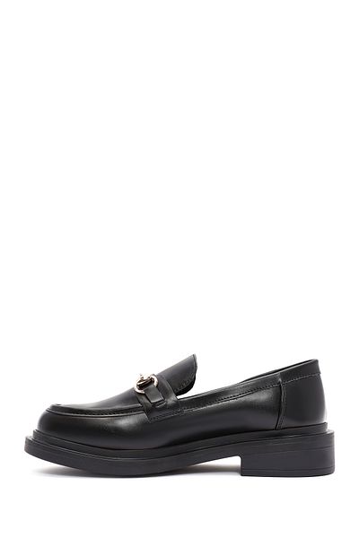 Derimod Women's Black Buckle Detailed Masculine Loafer 24Wfe 401418