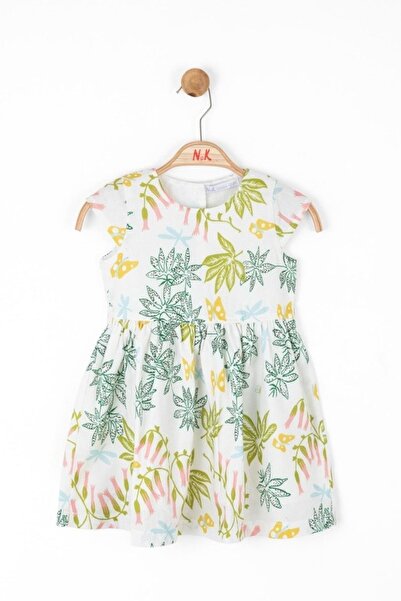 nk kids Girl's 1-4 Years Old Patterned 100% Cotton Dress 76612 Cream