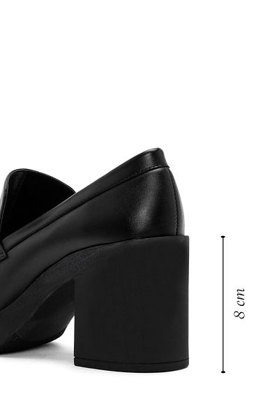 Derimod Black Thick Heeled Women's Loafer - 24Wfe 252118