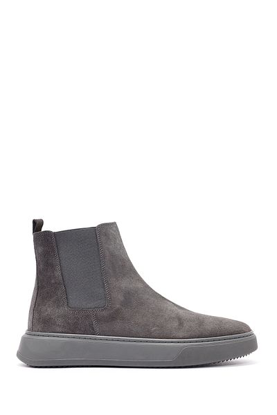 Derimod Men's Grey Suede Leather Chelsea Boots 24Wfd 632410