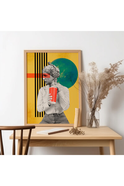 UNT Pictură de artă modernă cu rama din lemn