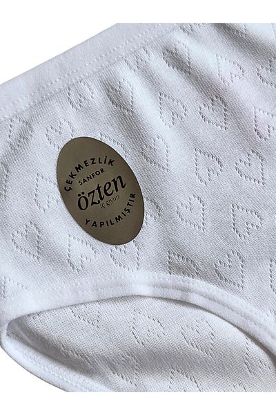 GizaKids 100% Cotton Girl's White Jacquard Slip Panties Underwear Set of 6