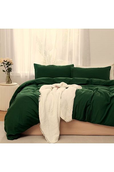 Kotonia Home King Size Hotel Bed Linen, 100% Cotton, Deluxe Satin Damask, Emerald Green