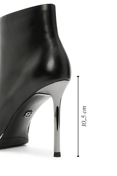 Derimod Women's Black Zipper Thin Heeled Leather Boots 24Wfd 490418