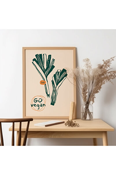 UNT Pictură „Go Vegan” cu rama din lemn