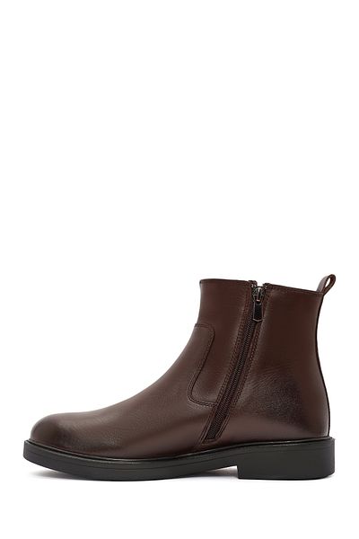 Derimod Men's Brown Zippered Leather Casual Boots 24Wfd 702518