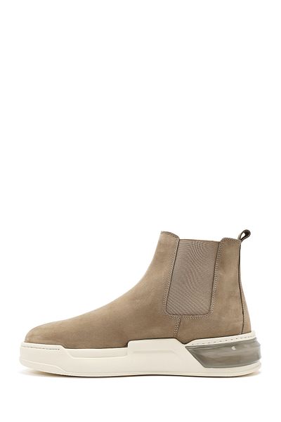 Derimod Men's Beige Suede Leather Casual Chelsea Boots 24Wfd 631310