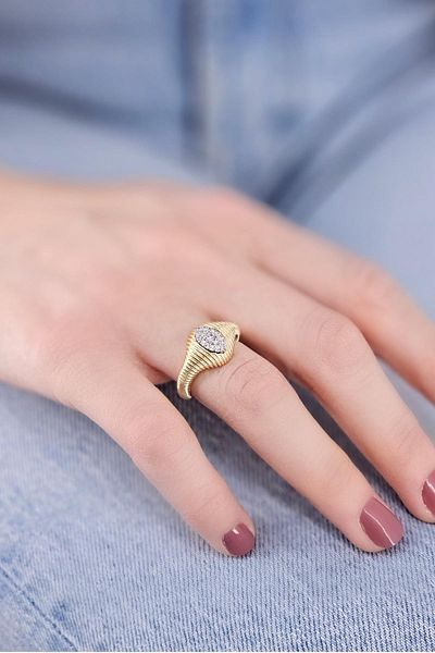 Çlk Accessories خاتم بتصميم حجر الزركون المقطوع بالليزر قابل للتعديل 1468