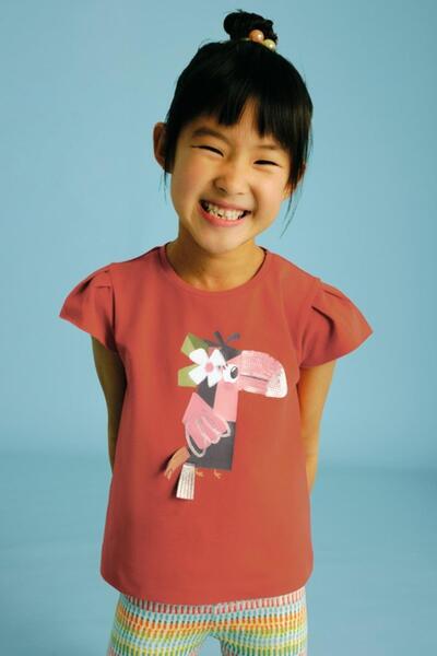 MAYORAL Girl's 2-10 Years Old Patterned Short Sleeve T-Shirt 3015 Red