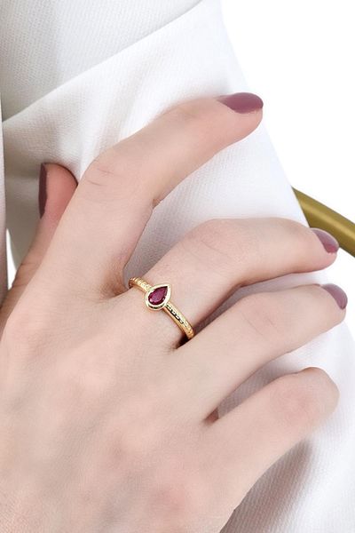 Çlk Accessories Premium Adjustable Minimal Stone Drop Ring 1461