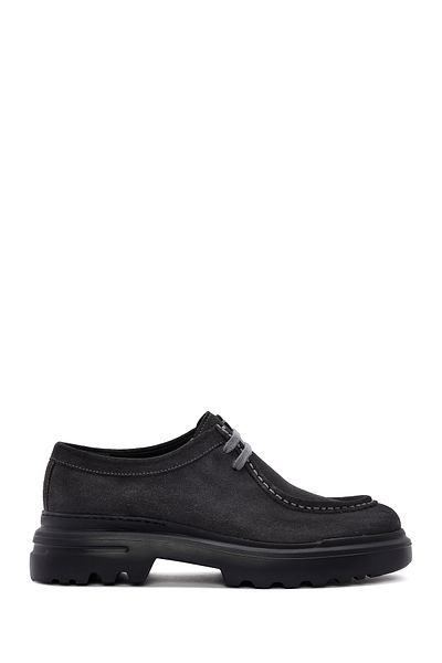 Derimod Men's Gray Suede Leather Casual Shoes - Lace-Up, 24Wfd 631710