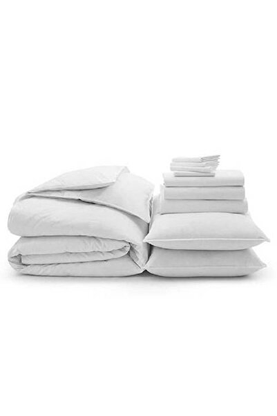 Kotonia Home 5-piece set of 4-piece bed linen Kotonia Home Hotel 2 persons & winter duvet, Ranforce, White