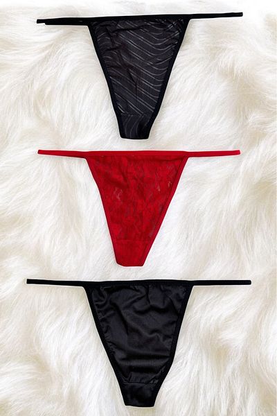 BLİSS WEAR FASHION Chiloți tanga 3 piese pentru femei