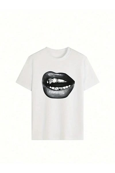 Bengi Clothing Μπλουζάκι με κοντό μανίκι με στάμπα με κομμένο χείλος