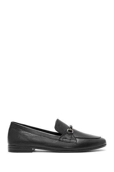 Derimod Black Buckle Detailed Leather Women's Loafer - 24Wfd 350018