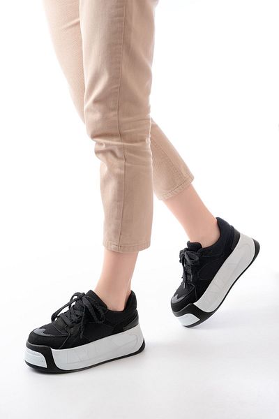 infon shoes creation Sp-190 Black Garni Laced Mesh High Sole Casual Sports Shoes