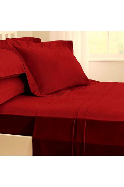 Kotonia Home Hotel Bed Sheet - 220x240 Cm, 100% Cotton, Damask Delux Satin, Red