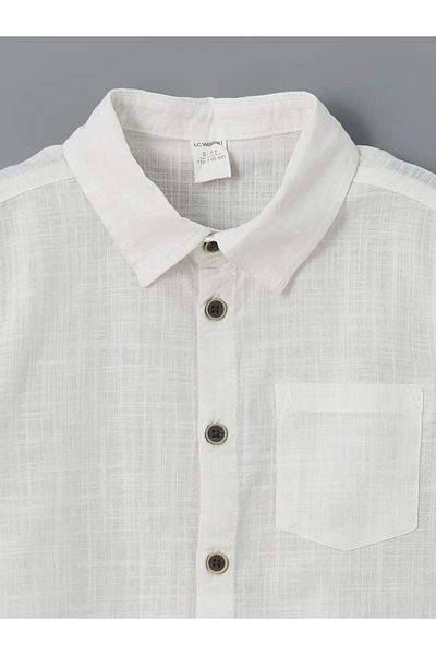 LC Waikiki Lcw Kids White Basic Boy's Poplin Shirt with Pockets