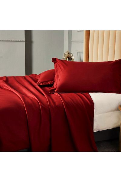 Kotonia Home Lenjerie de pat Kotonia Home Hotel King Size, 100% bumbac, Damasc DeLux Saten, rosu
