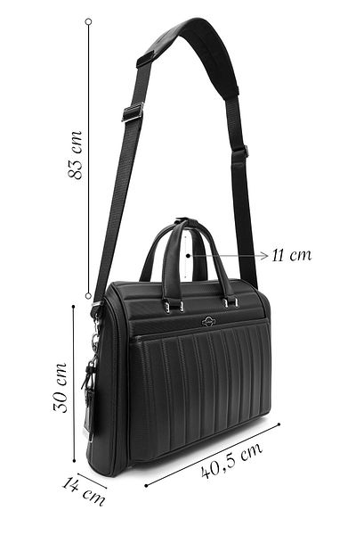 Derimod D-Pack Men's Black Long Strap Fabric Briefcase 24Wbd30206F